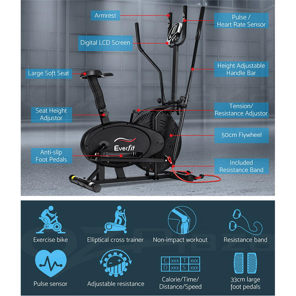 Everfit Elliptical Cross Trainer Exercise Bike Bicycle Home Gym Fitness Training
